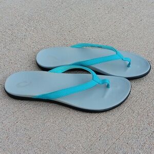 OluKai Ho-Opio Blue Thong Strap Sandals Womens 8